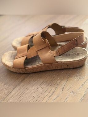 Kork-Ease Tan Leather Cork-Platform Slingback Sandals